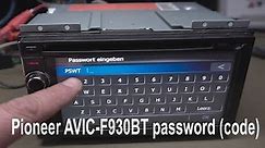 Pioneer AVIC-F930BT password (code)