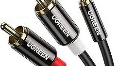 UGREEN 3.5mm to RCA Cable, 6.6FT RCA Male to Aux Audio Adapter HiFi Sound Headphone Jack Adapter Metal Shell RCA Y Splitter RCA Auxiliary Cord 1/8 to RCA Connector for Phone Speaker MP3 Tablet HDTV