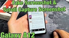 Galaxy A12: How to Take Screenshot & Scroll Capture Screenshot