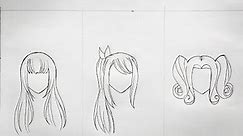 How to draw female anime hair (slow tutorial) 3 different ways