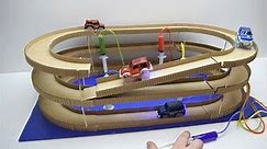 How to Make Amazing Hydraulic Powered Magic track with magic cars from Cardboard