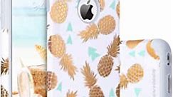 BENTOBEN iPhone 6s Case, iPhone 6 Case Pineapple, Super Slim Gold Pineapple Design Hard PC Soft Rubber Glossy Anti-Scratch Shock Proof Protective Case Cover for iPhone 6 6s 4.7", White/Gold