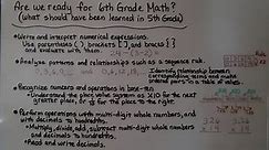 Are We Ready for 6th Grade Math?