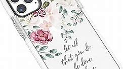 Case for iPhone 12 Pro Max,Red Pink Roses Inspirational Scripture Bible Verses Christian Quotes Corinthians 16:14 Soft Protective Clear Design Case for Girls Women Compatible for iPhone 12 Pro Max