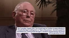 Apple CEO Tim Cook Pays Tribute To Charlie Munger, Says 'Titan Of Business' Will Be Sorely Missed