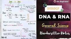 DNA & RNA || Biology || General Science || Lec.6 || Handwritten notes || An Aspirant !