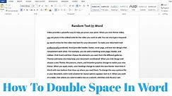 How To Double Space in Microsoft Word | Double Lines Space In Word