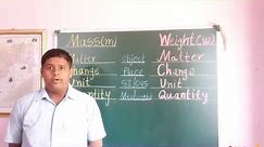 Differences between , mass and weight, std 10th