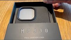 iPhone 15 Pro Max black leather case by MUJJO