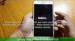 Samsung Galaxy S4 Mini GT-I9190 Hard reset