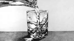 How to Draw a Glass of Water with water pouring into it: Narrated