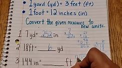 Grade 3-4 Math: Measurement - Convert Yards Feet and Inches