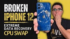 Cracked iPhone 12 Motherboard. Advanced Data Recovery. How To Transplant CPU, NAND, EEPROM