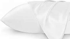 Bedsure King Size Satin Pillowcase Set of 2 - Pure White Silky Pillow Cases for Hair and Skin 20x36 Inches, Pillow Covers with Envelope Closure, Similar to Silk Pillow Cases, Gifts for Women Men