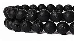 Black Volcanic Lava Natural Gemstone Beads for Jewelry Making - AIXPROBEAD 45pcs 8mm Loose Round Stone Beads for DIY Bracelets and Necklaces