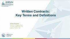 Written Contracts: Key Terms and Definitions