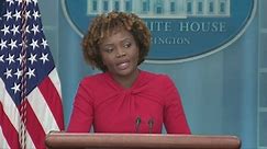 White House press secretary Karine Jean-Pierre reads from the wrong script