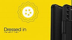 OtterBox Galaxy S23 Strada Series Case - SHADOW (Black), card holder, genuine leather, pocket-friendly, folio case