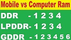 Mobile RAM vs Computer RAM | DDR vs LPDDR vs GDDR | DDR1, DDR2 DDR3, DDR4 Explained