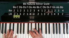 A Sharp (B flat) Minor Scale on Piano Natural Harmonic Melodic