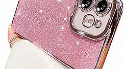 Fycyko Compatible for iPhone 11 Case Glitter Luxury Cute Flexible Plating Cover Camera Protection Shockproof Phone Case for Women Girl Men Design for iPhone 11 Pink 6.1''
