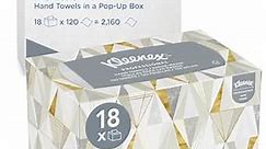 Kleenex® Hand Towels with Premium Absorbency Pockets (01701), Pop-Up Box, White, 18 Boxes / Case, 120 Hand Towels / Box, 2,160 Hand Towels / Case