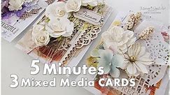 3 Cards in 5 Minutes ♡ Mixed Media Cardmaking Tutorial ♡ Maremi's Small Art ♡