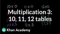 Multiplication 3: 10,11,12 times tables | Multiplication and division | Arithmetic | Khan Academy