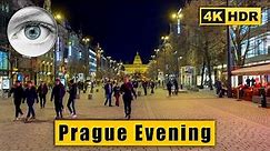 Evening Walking Tour of Prague: From Vltava to Wenceslas Square 🇨🇿 Czech Republic 4k HDR