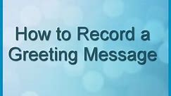 Panasonic - Telephones - Function - How to record a Greeting Message