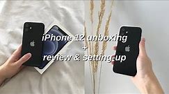 BLACK iPHONE 12 UNBOXING & REVIEW (128GB) | first impressions, accessories haul, iOS 14 setup!