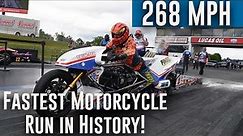 FASTEST motorcycle run in drag racing history made by Larry "Spiderman" McBride!