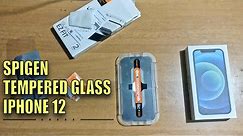 EASIEST WAY to install SPIGEN Tempered Glass on iPHONE 12 Blue | The Best IPhone Screen protector