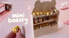 Miniature bakery shelf with tiny breads | polymer clay DIY tutorial