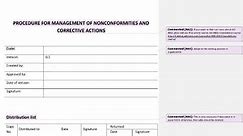Procedure for the Management of Nonconformities and Corrective Actions [ISO 9001 templates]