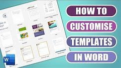 Templates in Word - how to modify and customise Word templates