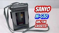 Vintage Sanyo M-G30 Portable Compact AM/FM Cassette Player How to operate Review how it works
