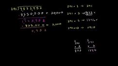 Partial quotient method of division: example using very large numbers