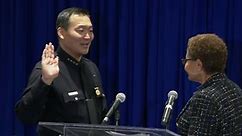 LAPD Interim Chief Dominic Choi is sworn in at a downtown LA ceremony