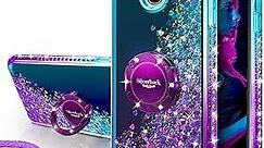 Silverback Galaxy J3 2018/J3 Star/J3 Achieve/Express Prime 3/Amp Prime 3 Case, Girls Women Moving Liquid Holographic Glitter Case with Ring Stand Bling Case for Samsung J3V J3 V 3nd Gen -Purple