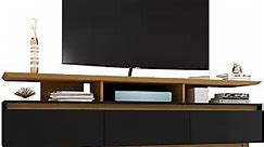 Yonkers Mid Century Modern Television Stand with 6 Media and Storage Compartments, 70.86", Black/Cinnamon