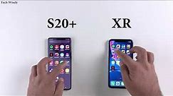 SAMSUNG S20+ vs iPhone XR Speed Test & Size Comparison