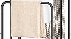 MAHANCRIS Free Standing Towel Rack, Industrial Blanket Ladder Holder, Metal Towel Rack, 23.6" L x 11.8" W x 33.4" H, 3 Tier Blanket Stand Organization for Bathroom, Rustic Brown and Black TRHR601