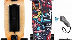 CAROMA Electric Skateboard with Wireless Remote Control, 350W, Max 12.4 MPH, 7 Layers Maple E-Skateboard, 3 Speed Adjustment for Adult, Teens and Kids