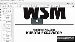 Kubota KX018-4 Excavator Workshop Manual - PDF DOWNLOAD