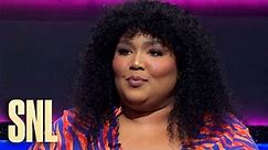 Lizzo breaks while playing a game show contestant on 'Saturday Night Live'