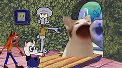 Squidward kicks all the memes out of his house