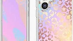 MYBAT PRO Slim Cute Case for Samsung Galaxy S24 Ultra Case 6.8 inch, Mood Series Clear Stylish Glitter Shockproof Non-Yellowing Protective Cover for Women Girls, Holographic Leopard