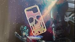 MASEBOR Skull for iPhone 14 pro max case for Women Men Cool Funny Gothic Hollow Halloween Phone Case for Girls Boys Unique Shockproof Hollowed Designer Clear Case Cover Cute Plated Metal White