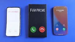 Wooden iPhone 14 vs Paper Samsung Flip vs box iPhone 15 incoming call